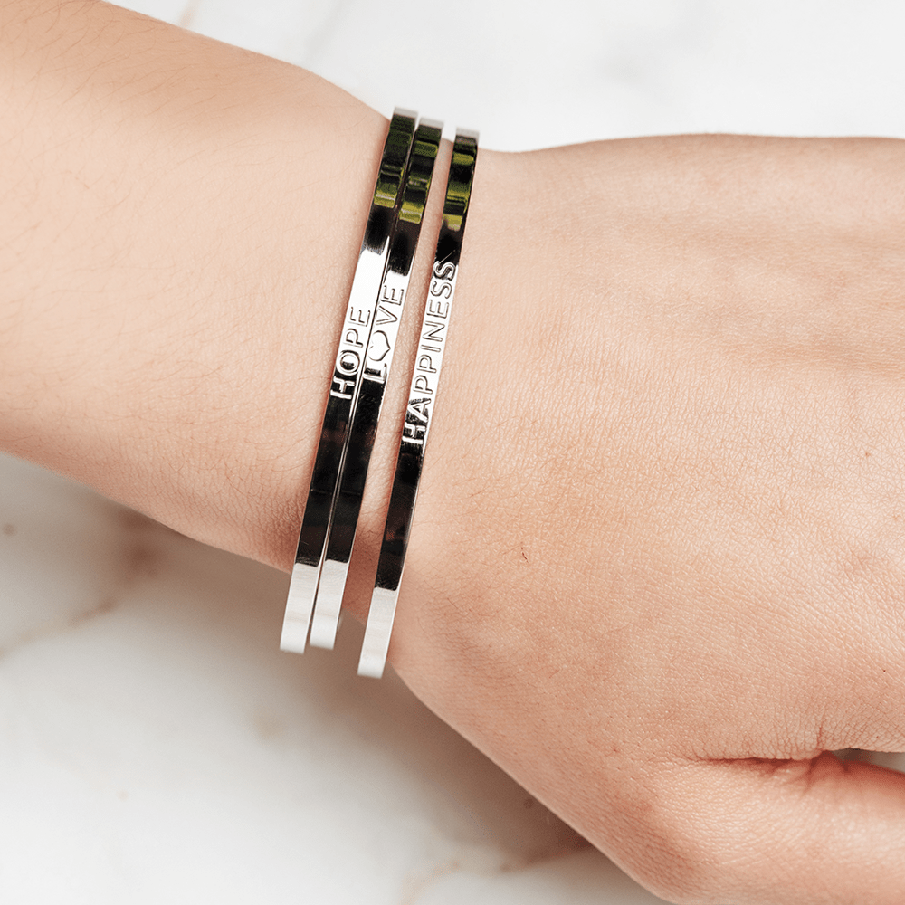 Happiness, Love, Hope - Cuff Stack in Silver - Roro Arabia -