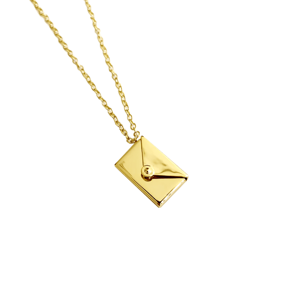 Lettre D'Amour - Envelope Locket Necklace in Gold Vermeil - Roro Arabia - Lockets