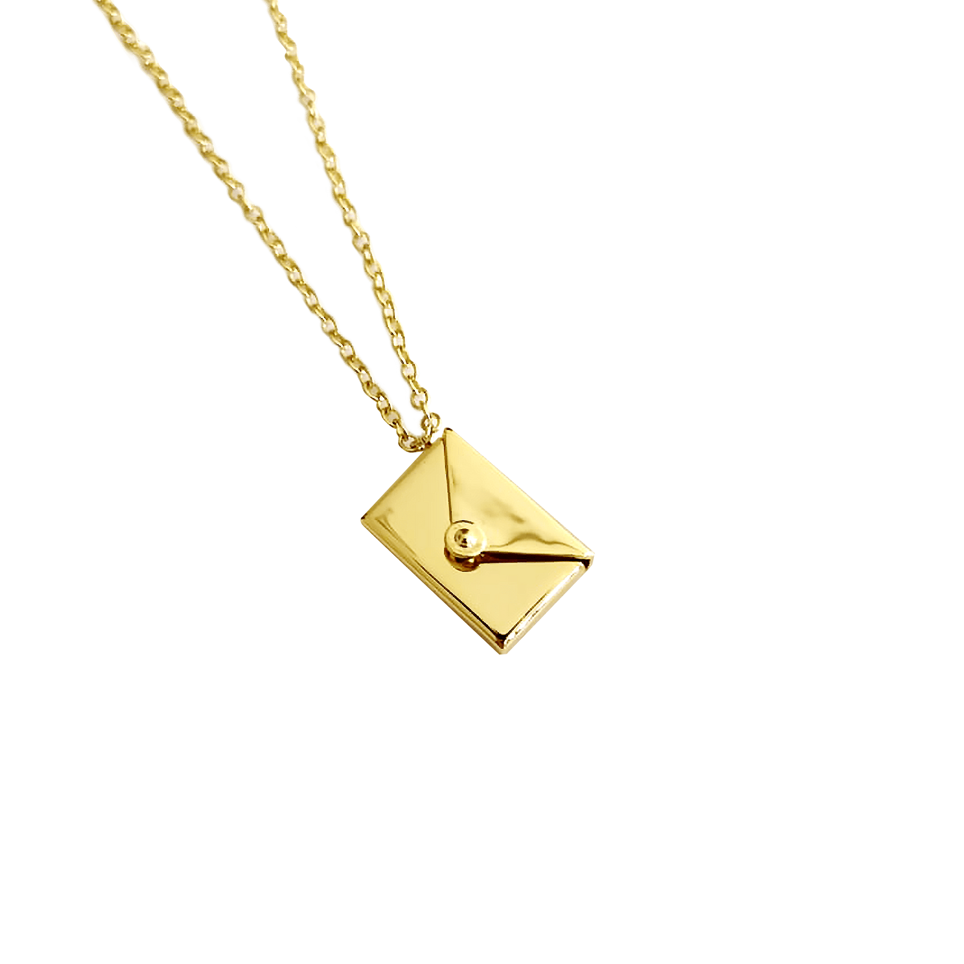 Lettre D'Amour - Envelope Locket Necklace in Gold Vermeil - Roro Arabia - Lockets