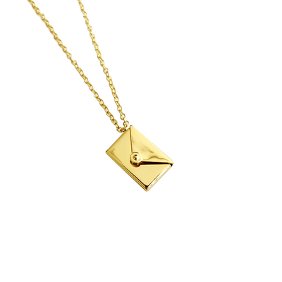 Lettre D'Amour - Envelope Locket Necklace in Gold Vermeil - Roro Arabia - Lockets