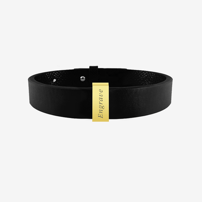 Noble leather Bracelet - Genuine Italian Grained Calfskin - 1 Skinny Bar in 18k Gold - Roro Arabia - Bracelets