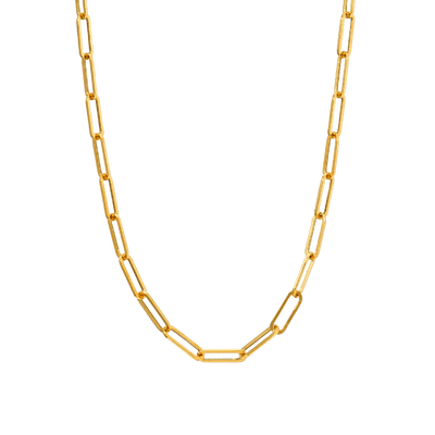 Paper Clip Chain Necklace in Gold Vermeil - Roro Arabia -