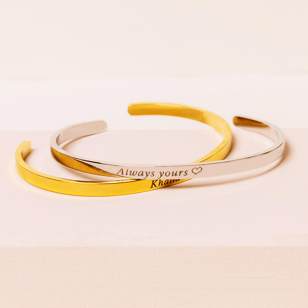 Personalized Momento Cuff in Gold (Customizable) - Roro Arabia - Bracelets