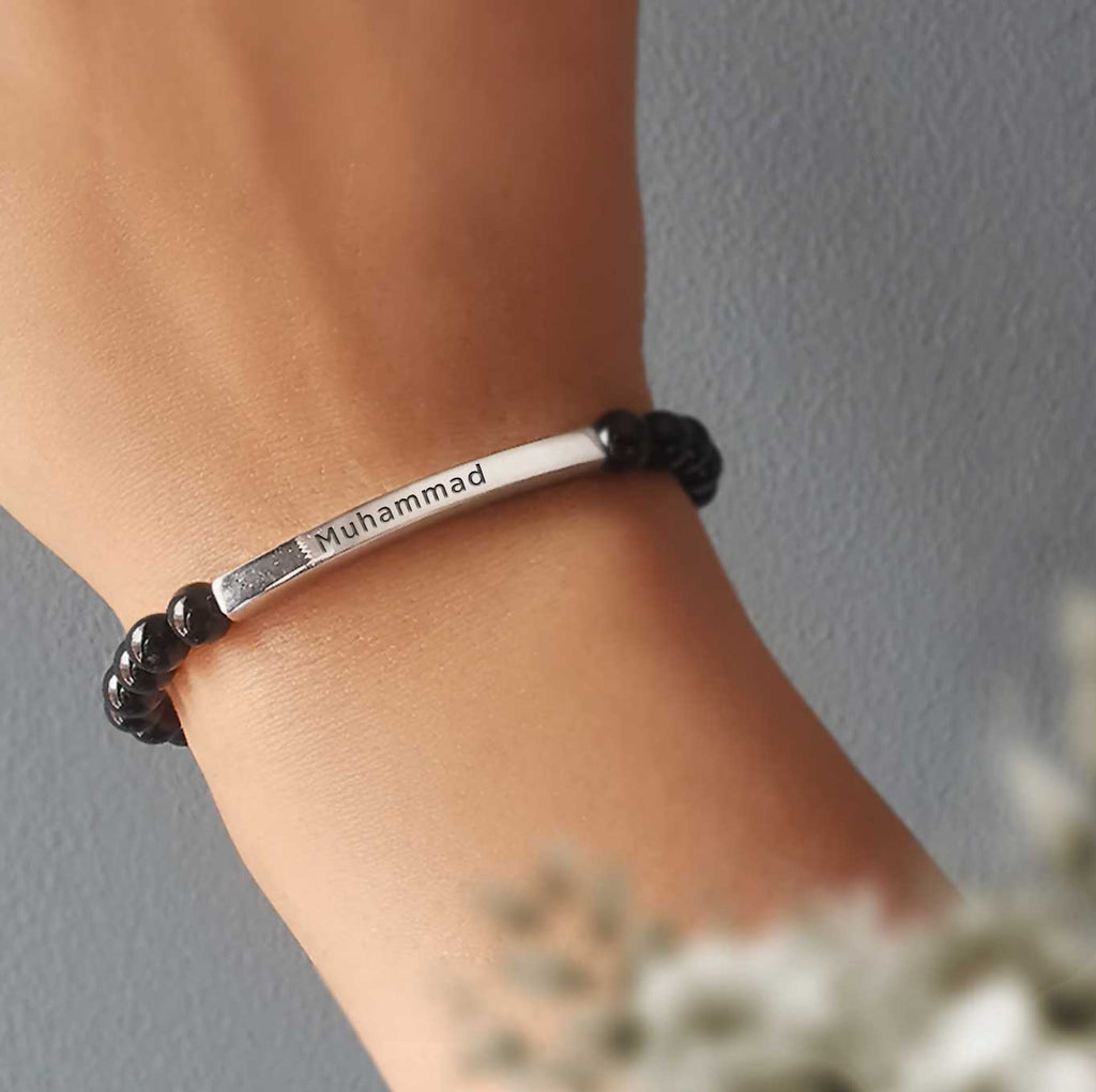 Pierres De Terre Bracelet in Silver, Black Agate - Roro Arabia - Bracelets