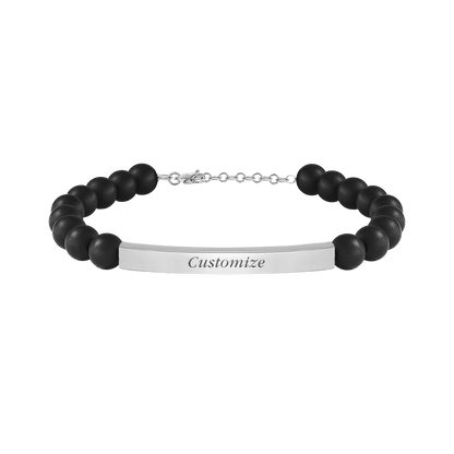 Pierres De Terre Bracelet in Silver, Black Agate - Roro Arabia - Bracelets