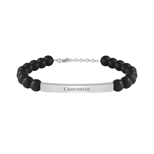 Pierres De Terre Bracelet in Silver, Black Agate - Roro Arabia - Bracelets