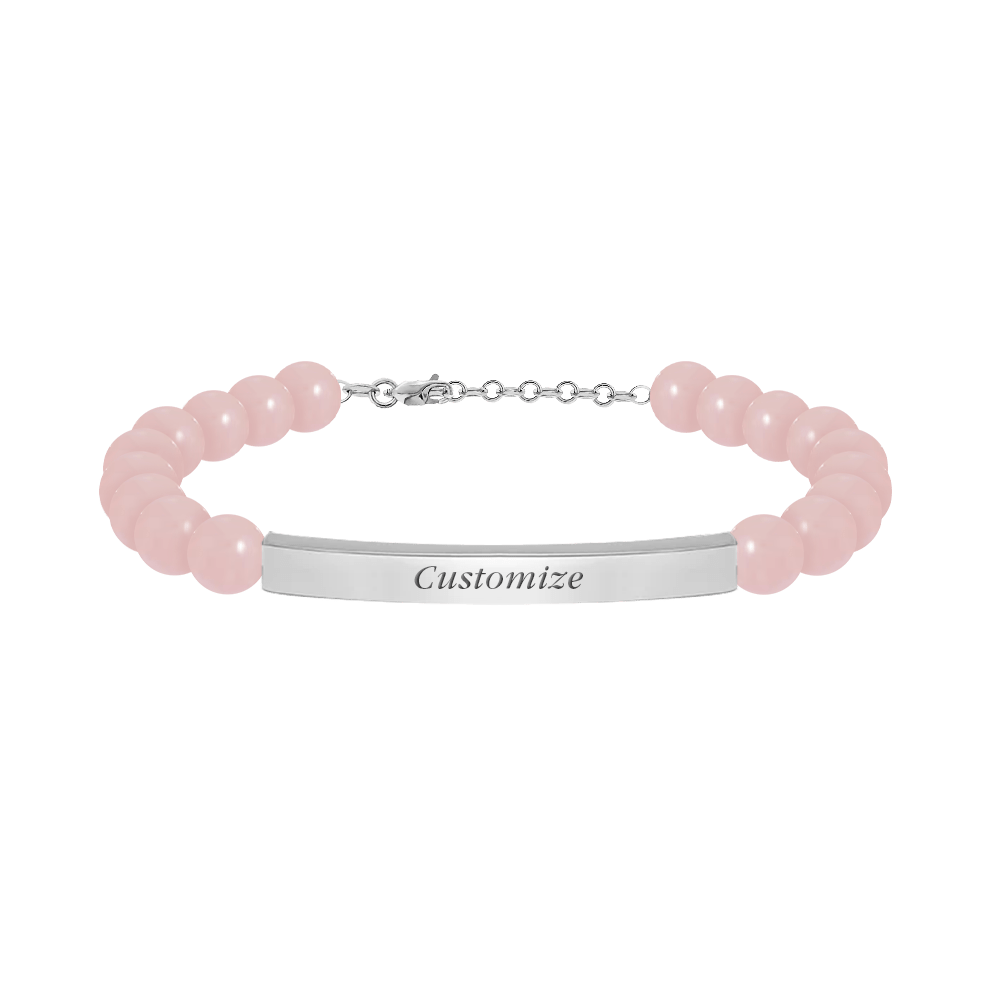Pierres De Terre Bracelet in Silver, Rose Quartz - Roro Arabia - Bracelets
