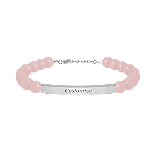 Pierres De Terre Bracelet in Silver, Rose Quartz - Roro Arabia - Bracelets