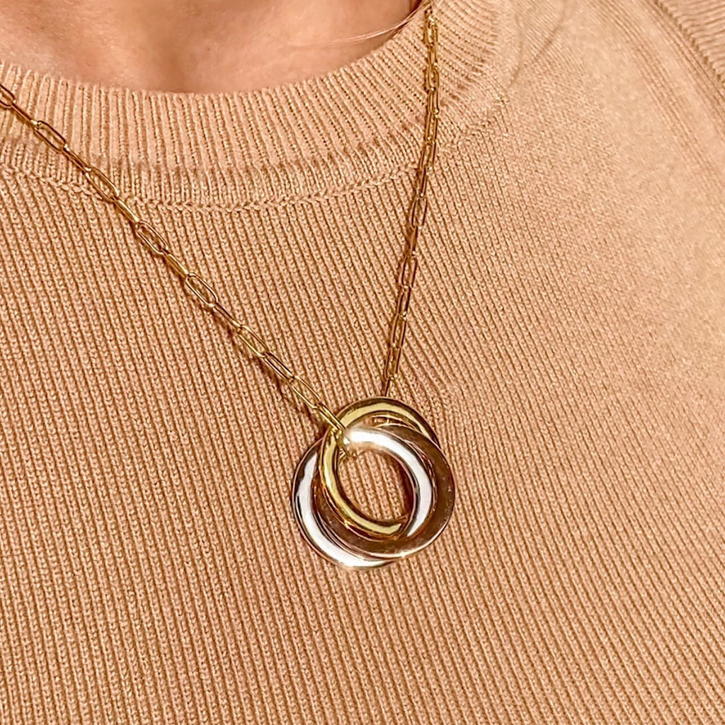 Trinity Three Tone Silver Necklace - Roro Arabia - Necklaces