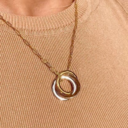Trinity Three Tone Silver Necklace - Roro Arabia - Necklaces